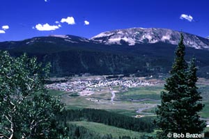 View of town from Mt. Crested Butte in summer